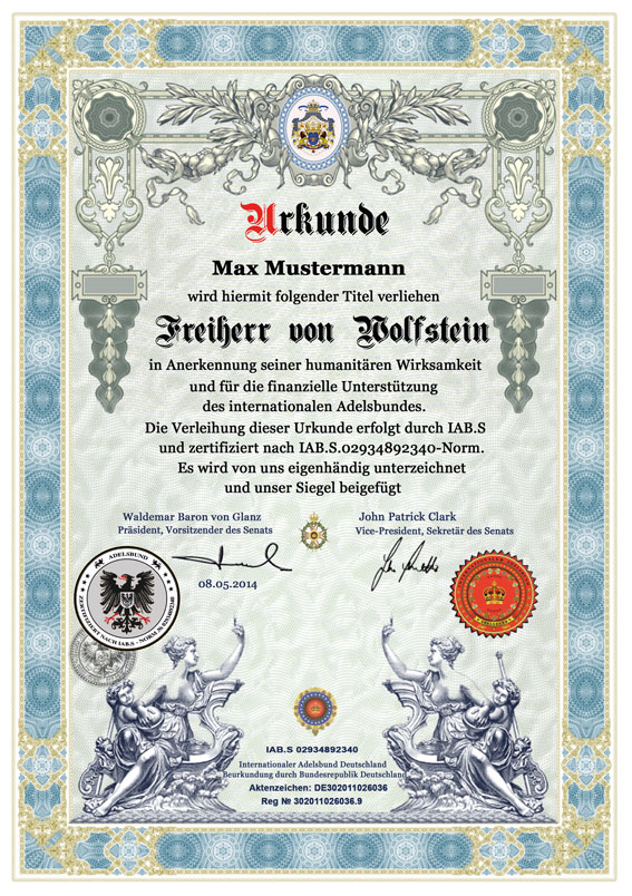 BARON ODER BARONESS VON RABENSTEIN ★ ADELSTITEL HERZOG GRAF GRÄFIN PRINZ FÜRST eBay