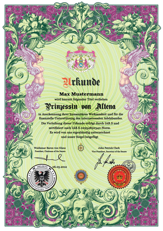 BARON ODER BARONESS VON RABENSTEIN ★ ADELSTITEL HERZOG GRAF GRÄFIN PRINZ FÜRST eBay